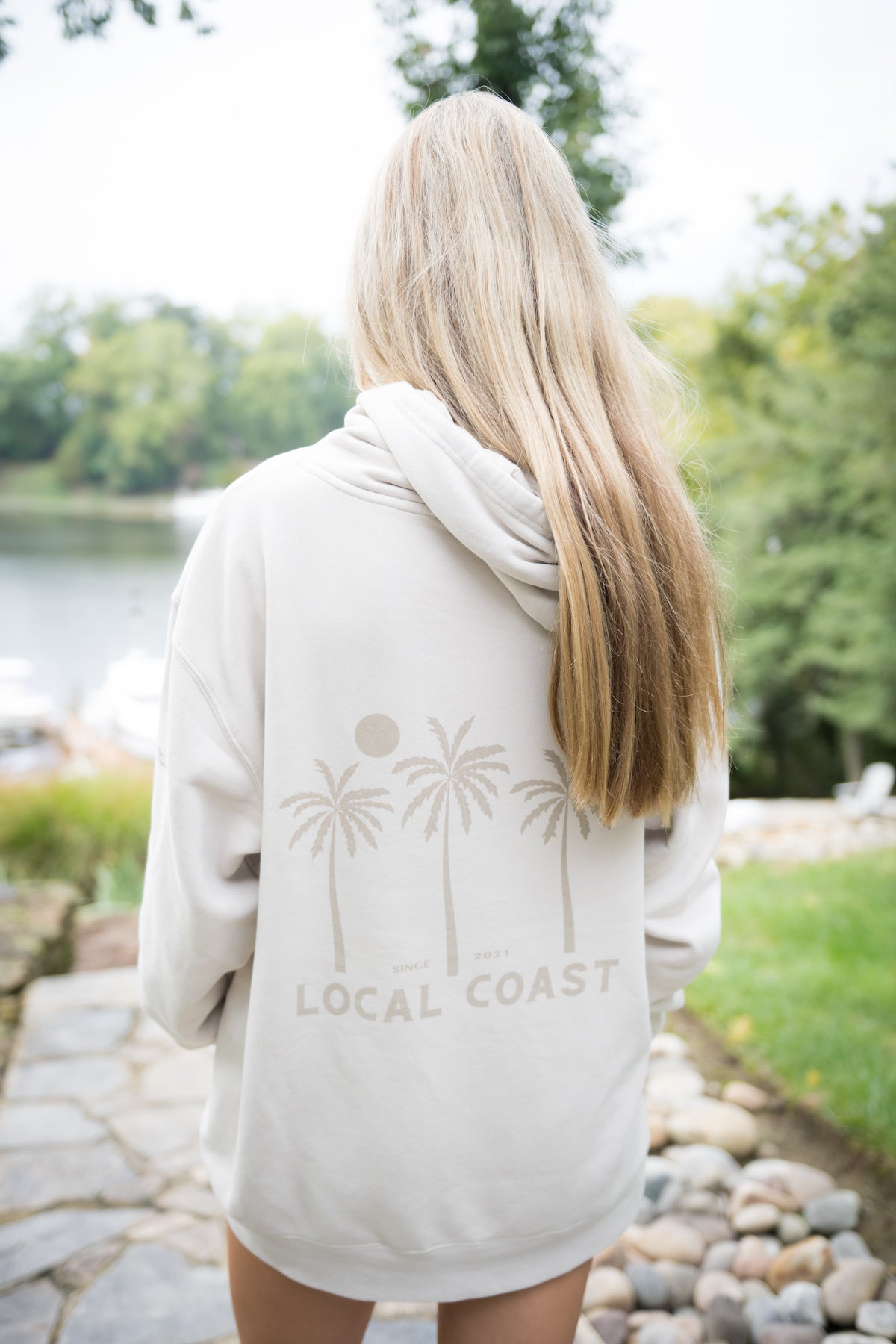 Ivory Palm Tree Hooded Sweatshirt